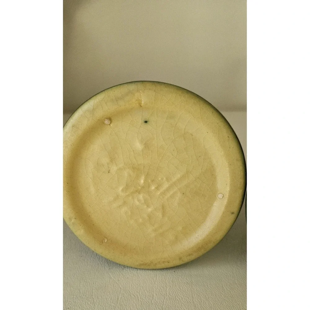 Roseville Pottery Pair of Zephyr Lily Green Candle Holders 1163-4 1/2